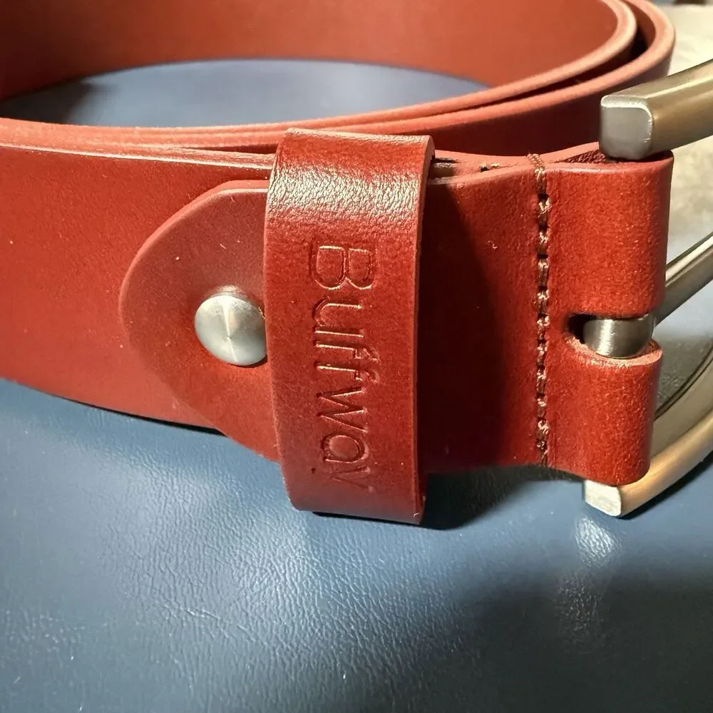Buffway Men's Belt Heavy Duty Genuine Leather Width 1.5